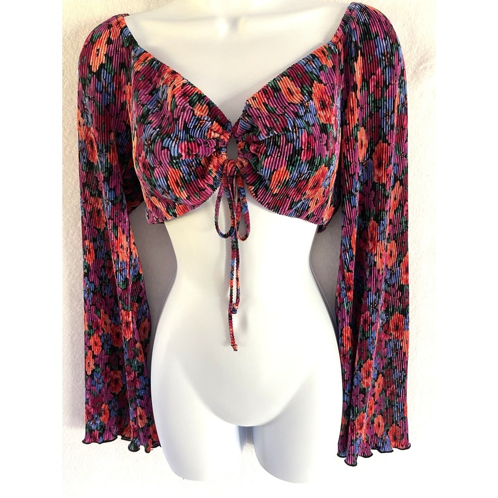 Y2K Indie Maximalist Wild Fable Colorful Womens Crop Top Floral Medium